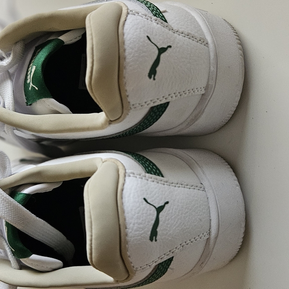 Puma White and Green Carina Sneakers - Picture 4 of 10